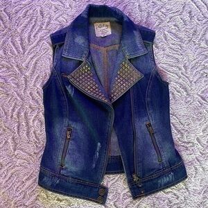 Dolled Up Studded Denim Jean Vest